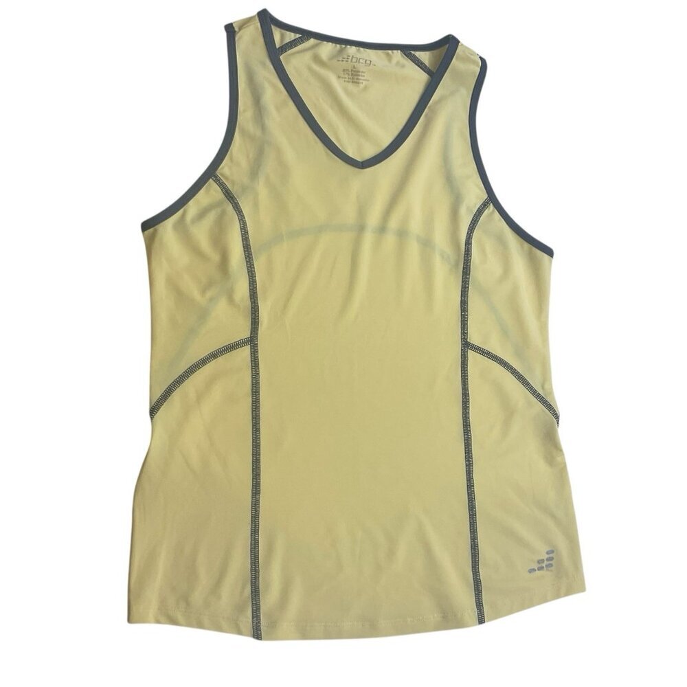 Bcg Women's Yellow V Neck Sleeveless Activewear gym sporty Tank Top Large